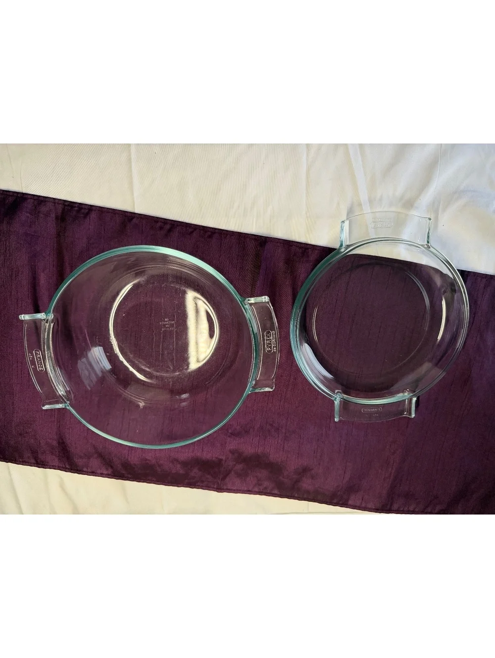 Vintage Pyrex France 454 1.5 Qt Round Clear Glass Casserole Baking Dish Handles